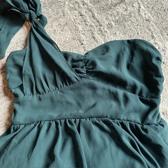 Lulus Elevated Vision Tiered Cocktail Dress Emerald Green Size Medium - Picture 7 of 8